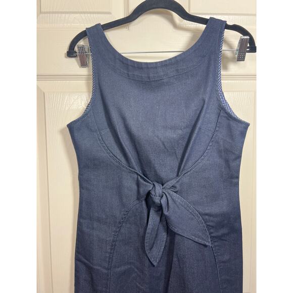 Anthropologie Holding Horses Clara Denim Tie Knot Sleeveless Dress 6 / Small - Picture 3 of 9